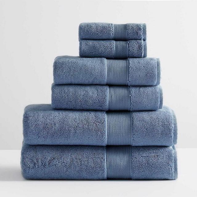 Indigo PB Classic Organic Bath Hand & Washcloth Towels, Set of 6