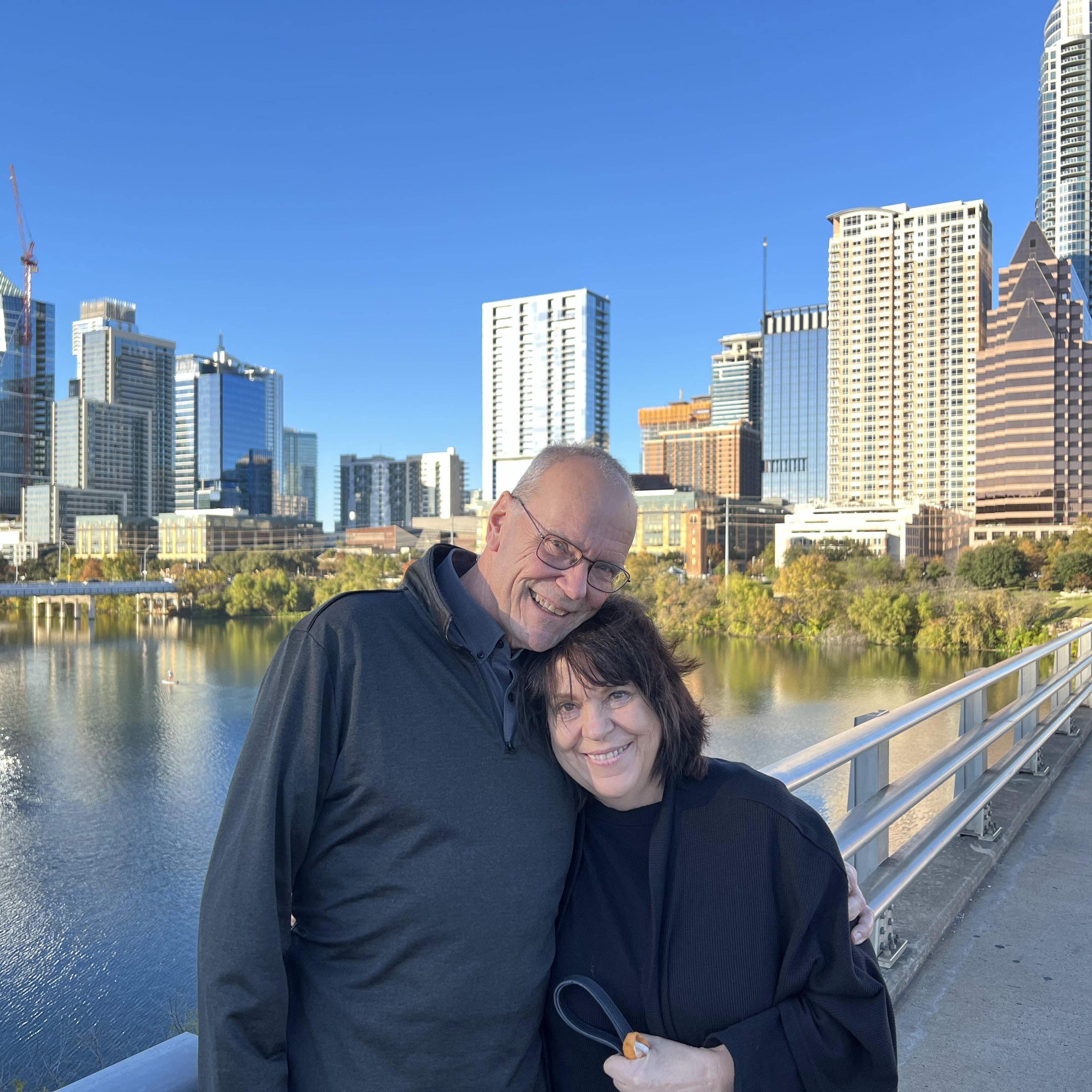 Steph's parents (Shirley & Eric Lucas) bat watching in Austin, TX!
