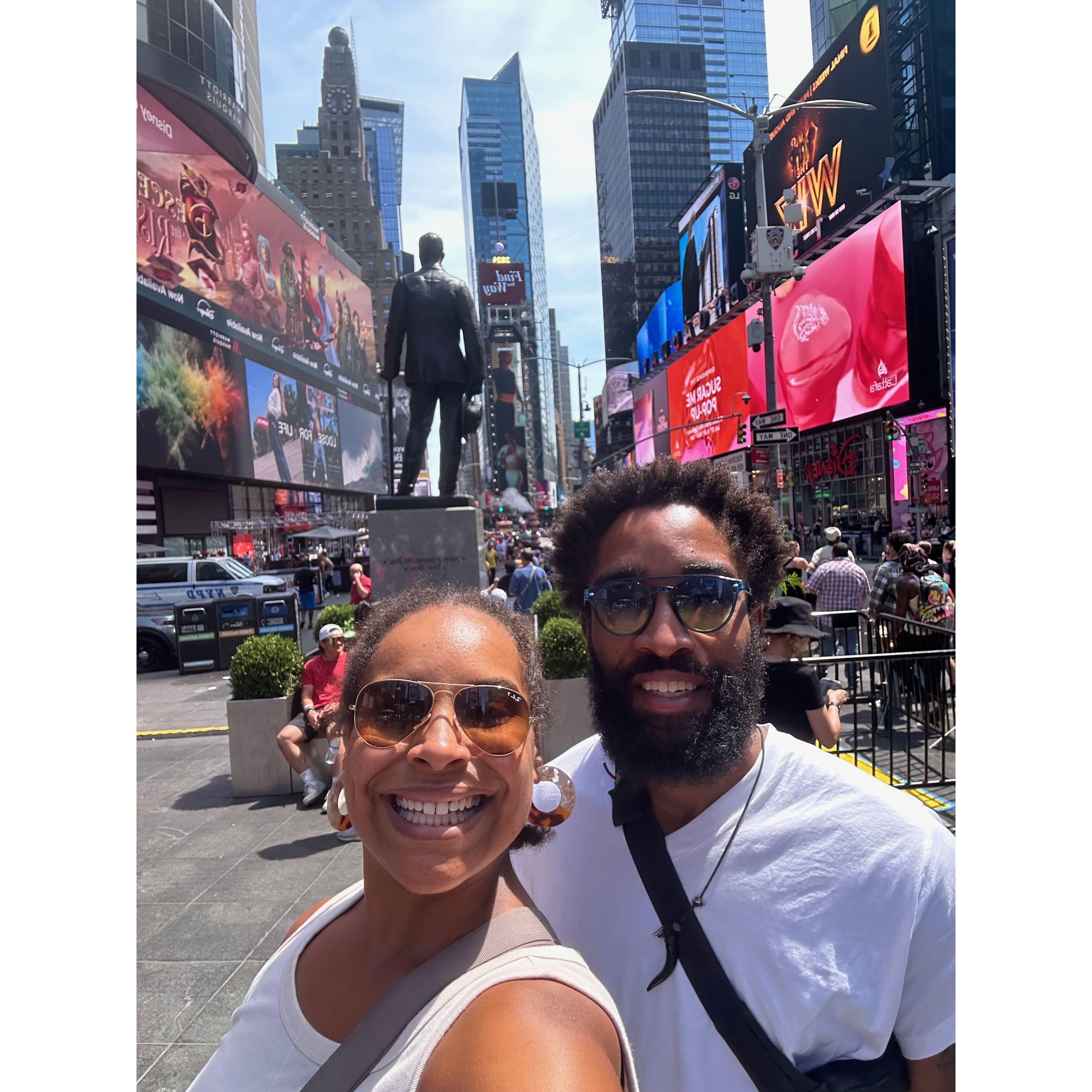 Jordan's first visit to New York, Chelsea's umpteenth. One stop in Times Square was just enough for Jordan. He said he felt dirty the entire time!