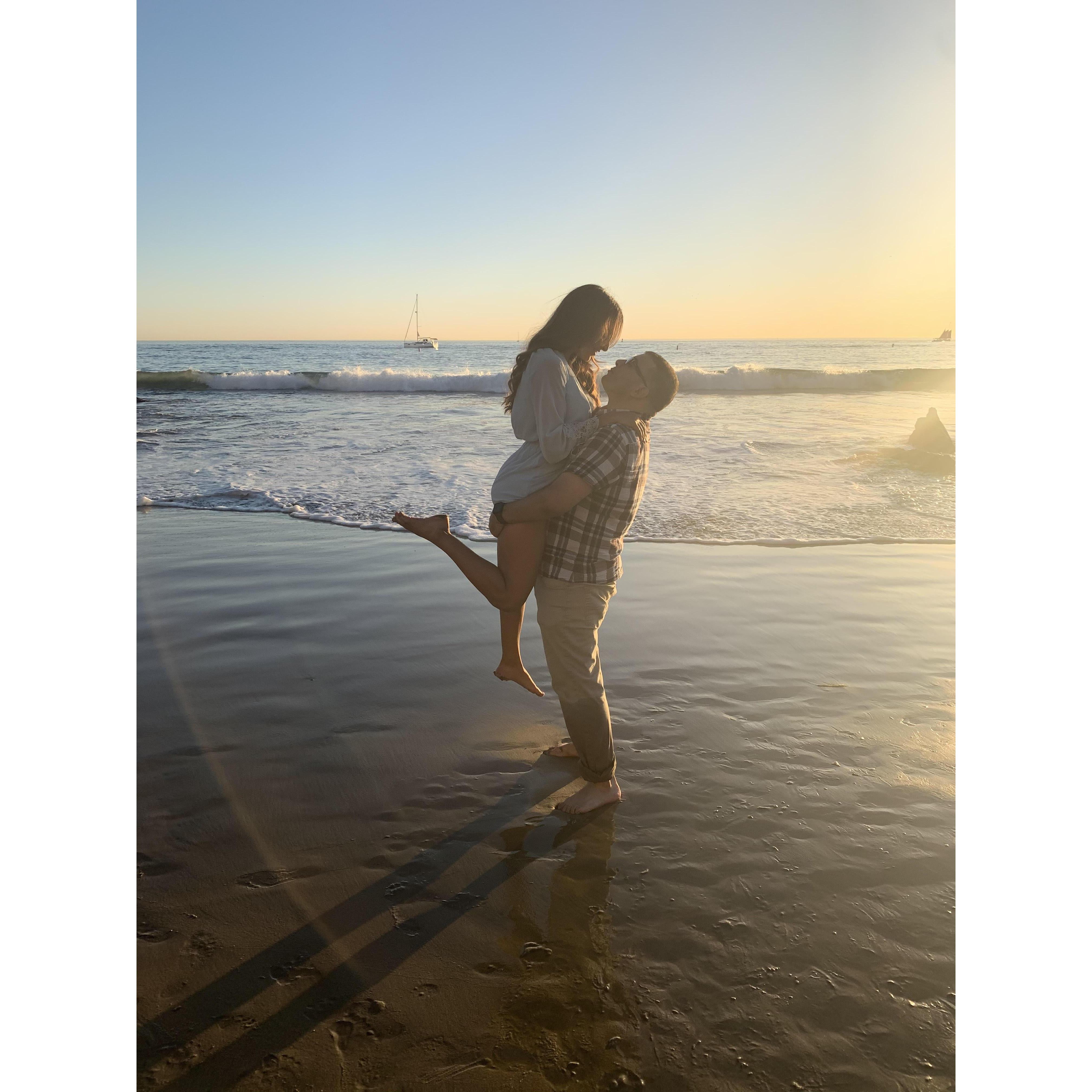 On our first date, Ryan and I went to Corona Del Mar. In 2017, he proposed to me on this same beach and we felt it was only right to have our engagement photos taken there.