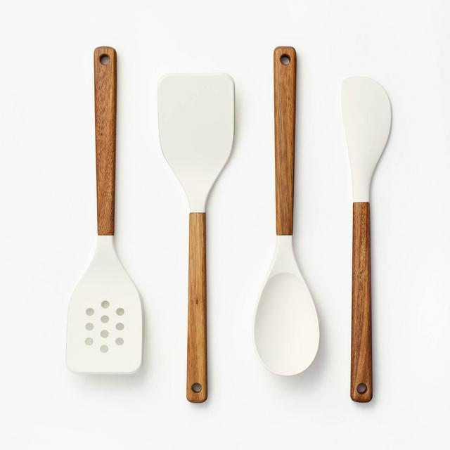 4pc Wood/Nylon Kitchen Utensil Set Brown - Figmint™