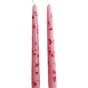 Hand-Painted Taper Candles in Pink