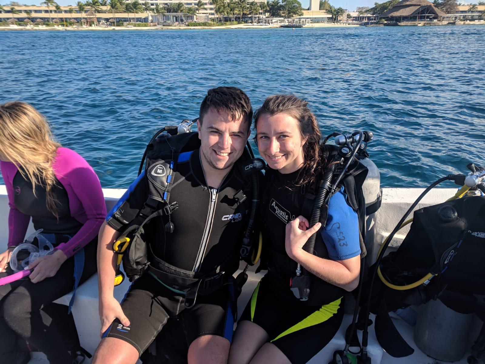 Every year for our anniversary rather than gifts, we learn a new skill. For 5 year anniversary we both got scuba certified and did our open water dives in Cozumel.