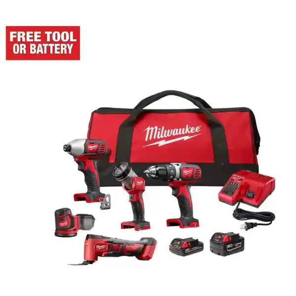 M18 18-Volt Lithium-Ion Cordless Combo Tool Kit (5-Tool) with 3.0 Ah and 1.5 Ah Batteries, Charger and Tool Bag