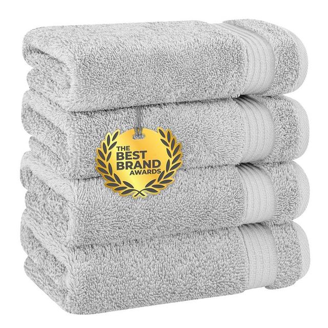 Cotton Paradise Hand Towels for Bathroom, 100% Cotton Turkish 4 Piece Hand Towel Set, Soft Absorbent Face Towels Clearance Set, Silver Grey Hand Towels