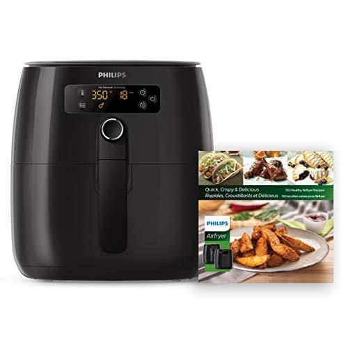 Philips Premium Digital Airfryer with Fat Removal Technology with Bonus 150+ Recipe Cookbook, 3 qt, Black HD9741/99