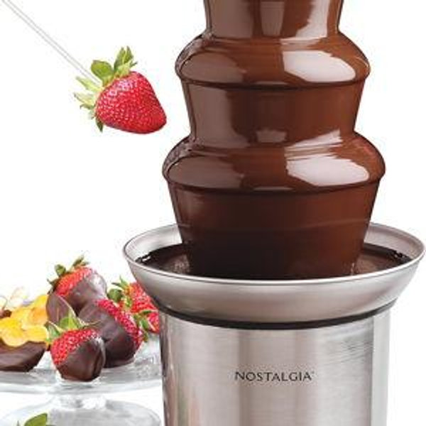Nostalgia 4 Tier Electric Chocolate Fondue Fountain Machine for Parties - Melts Cheese, Queso, Candy, and Liqueur - Dip Strawberries, Apple Wedges, Vegetables, and More - 32-Ounce - Stainless Steel