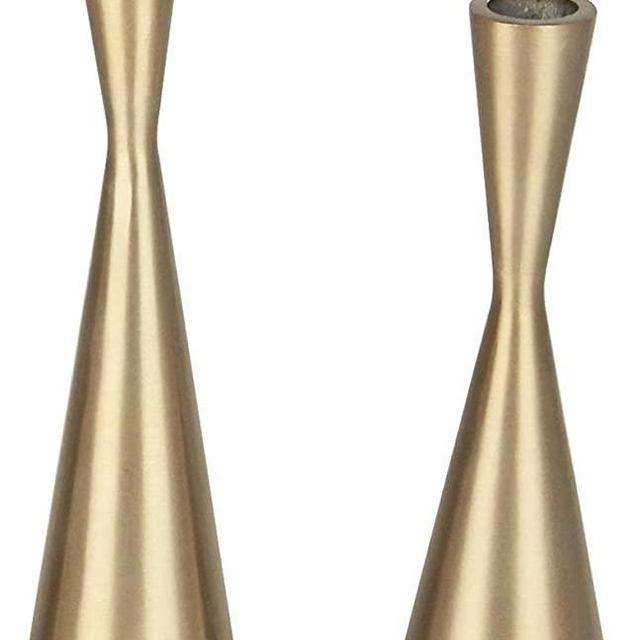 Vixdonos Brass Gold Metal Candle Holders Taper Candlestick Holders Set of 2 Table Decorative Candle Stand for Wedding, Dinning, Party,Home Decor (Gold)