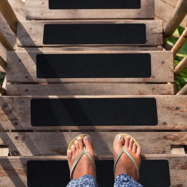 S&X Stair Treads Non-Slip Outdoor Grip Tape, 12-Pack, 6” x 30” Pre-Cut Anti Slip Tape, Black