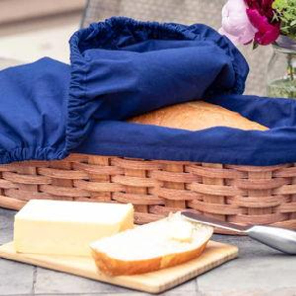 Large Bread Warming Basket | Amish Family Size & French Bread Basket - white liner and cover
