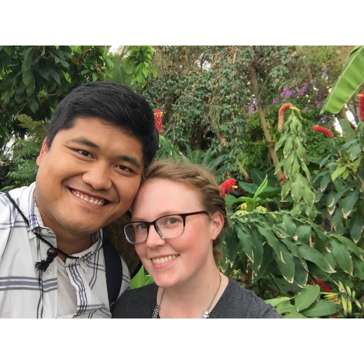 Visiting the Botanic Gardens in Denver, CO. July 2019. Peter wanted to propose here but Sarah was too distracted by all the plants.