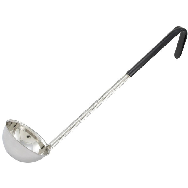 Winco Ladle, Stainless Steel, Color-Coded Handles, 6 Oz, Black