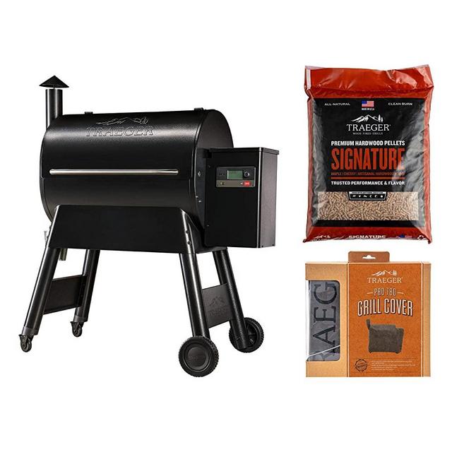 Traeger Grills Pro Series 780 Wood Pellet Grill and Smoker Bundle with Cover and Signature Pellets Featuring Alexa and WiFIRE Smart Home Technology - Black