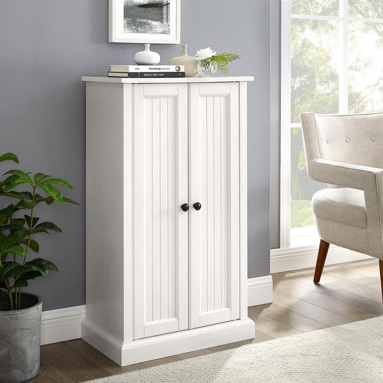 Crosley Furniture Seaside Tall Linen Cabinet in Distressed Gray