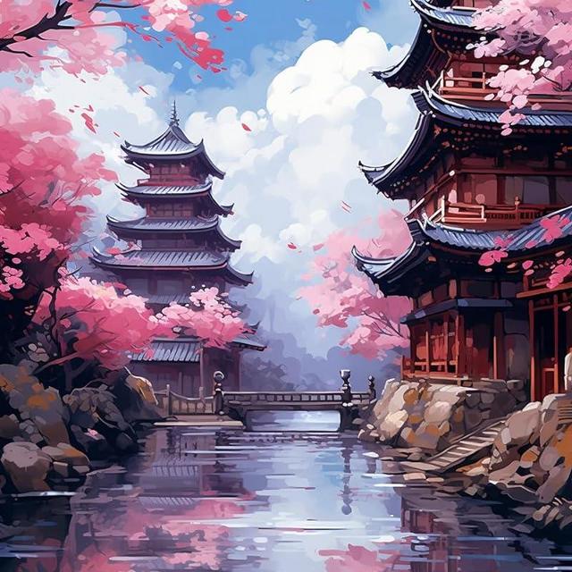 FITIMOTO Paint by Number for Adults Begginer Kids, 16x20 inch Canvas Without Frame, DIY Acrylic Painting Kit for Home Decor, Gift for Birthday or Any Festival, Japanese Cherry Blossom