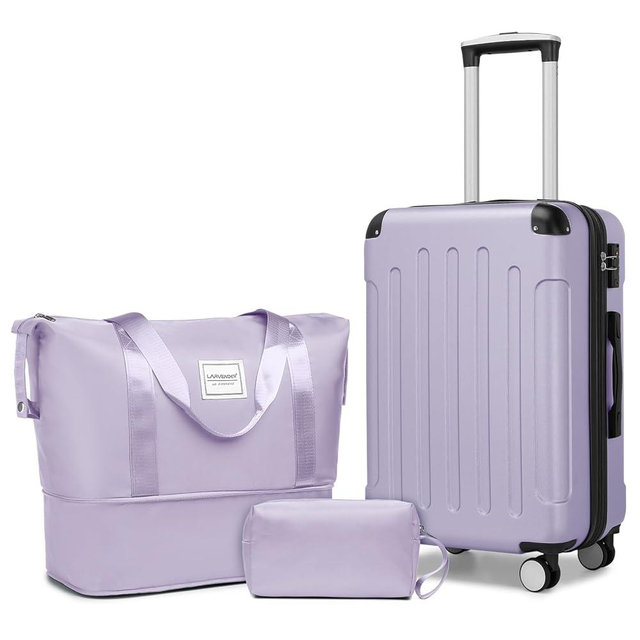 LARVENDER Luggage Sets 3 Piece, Expandable Carry on Luggage 22x14x9 Airline Approved Hardshell Suitcase with Spinner Wheels TSA Lock, Lightweight Rolling Luggage for Men and Women, Lavender