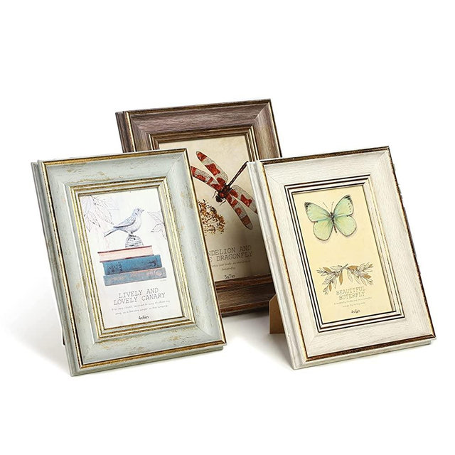 3 Pack 4x6 Inch Farmhouse Rustic Picture Frame Sets Distressed Farmhouse Plastic Frame with Plexiglass for Wall Mount or Tabletop Display.