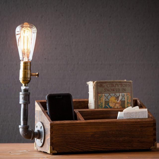 Rustic Desk Organizer lamp/Docking...