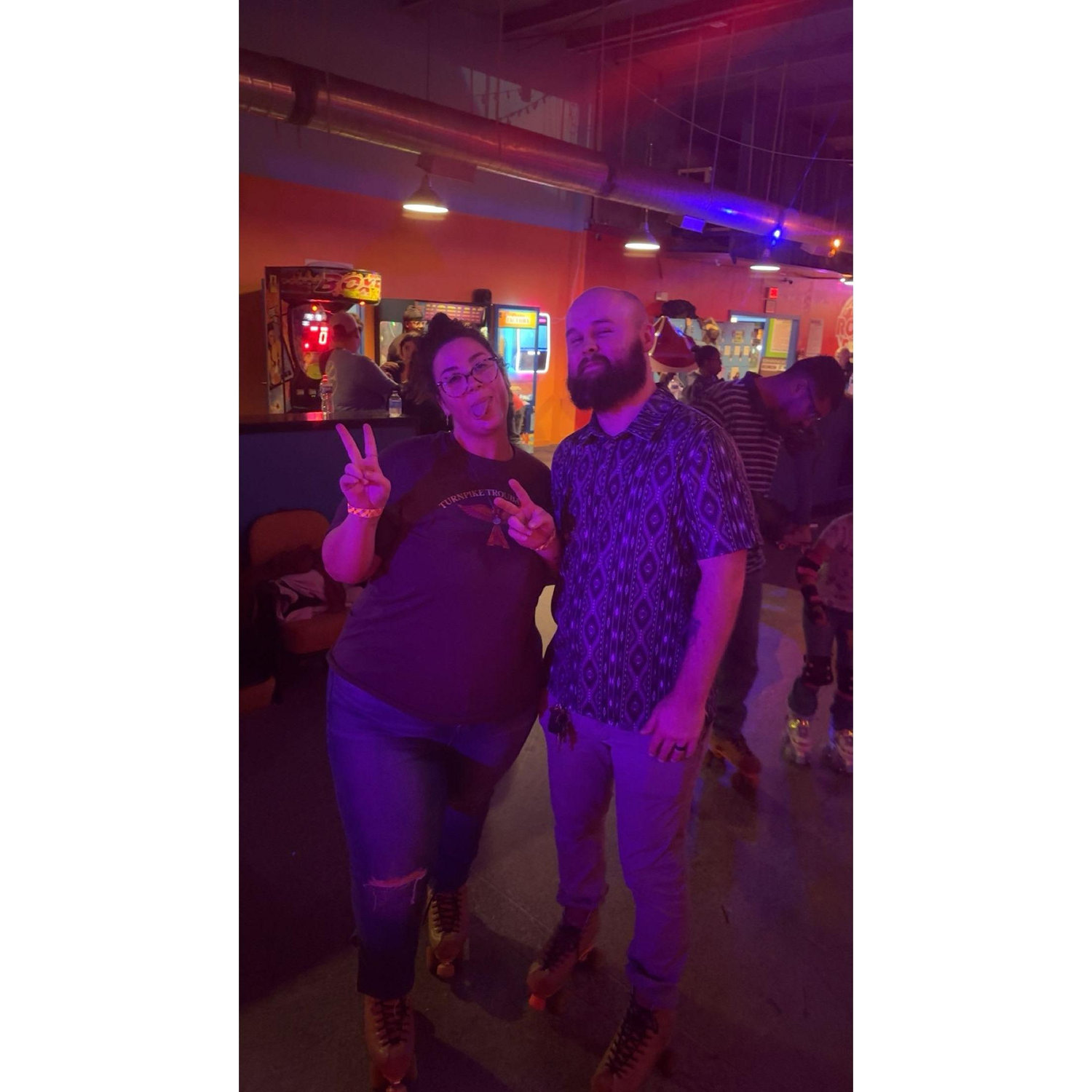 Fun fact, we both went to Skate Land a lot as kids. Another fun fact, Kobey is really good at roller skating... Makayla is not!