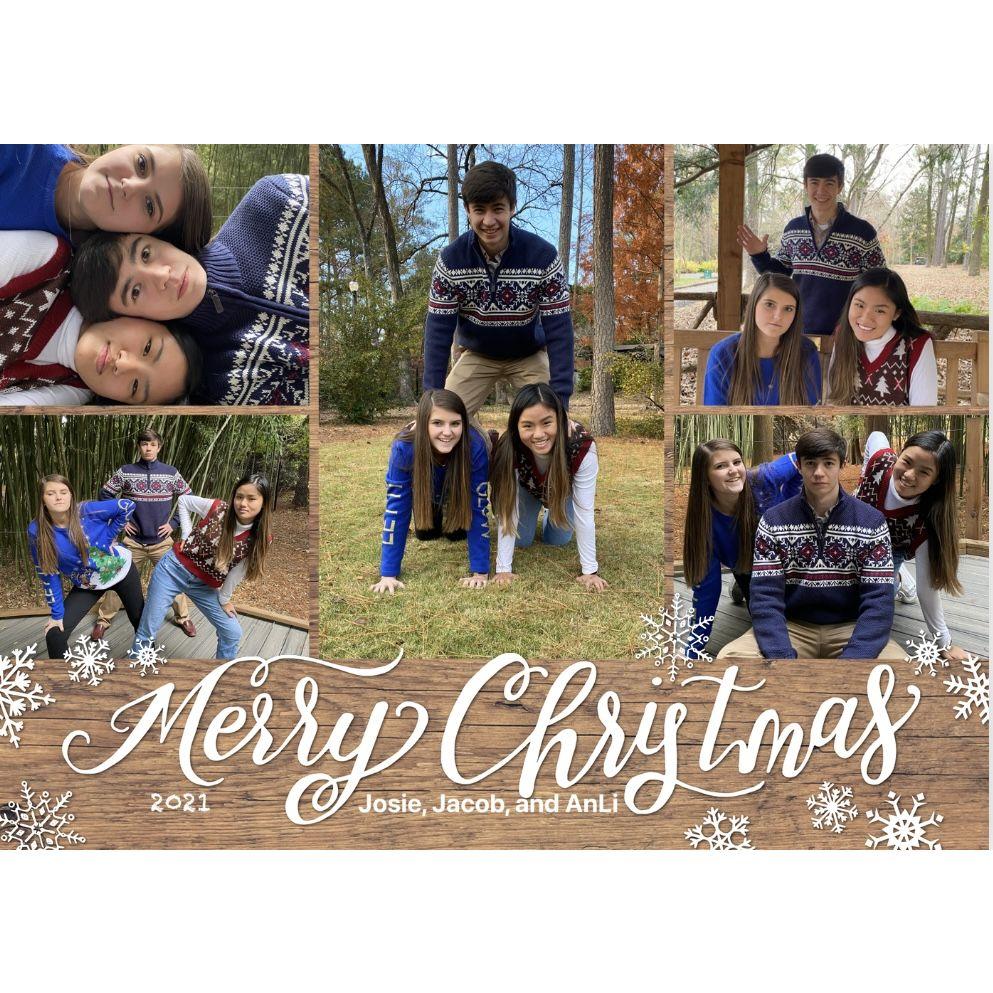 Winter 2021: When we weren't studying, you could've found us walking the halls or coming up with silly ideas to pass the time. This was one of those ideas: an awkward Christmas card.