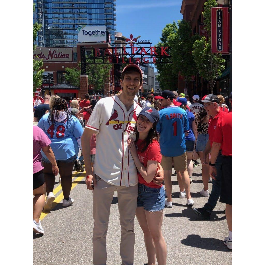 Rachel's second Cardinals game and first at Busch Stadium.