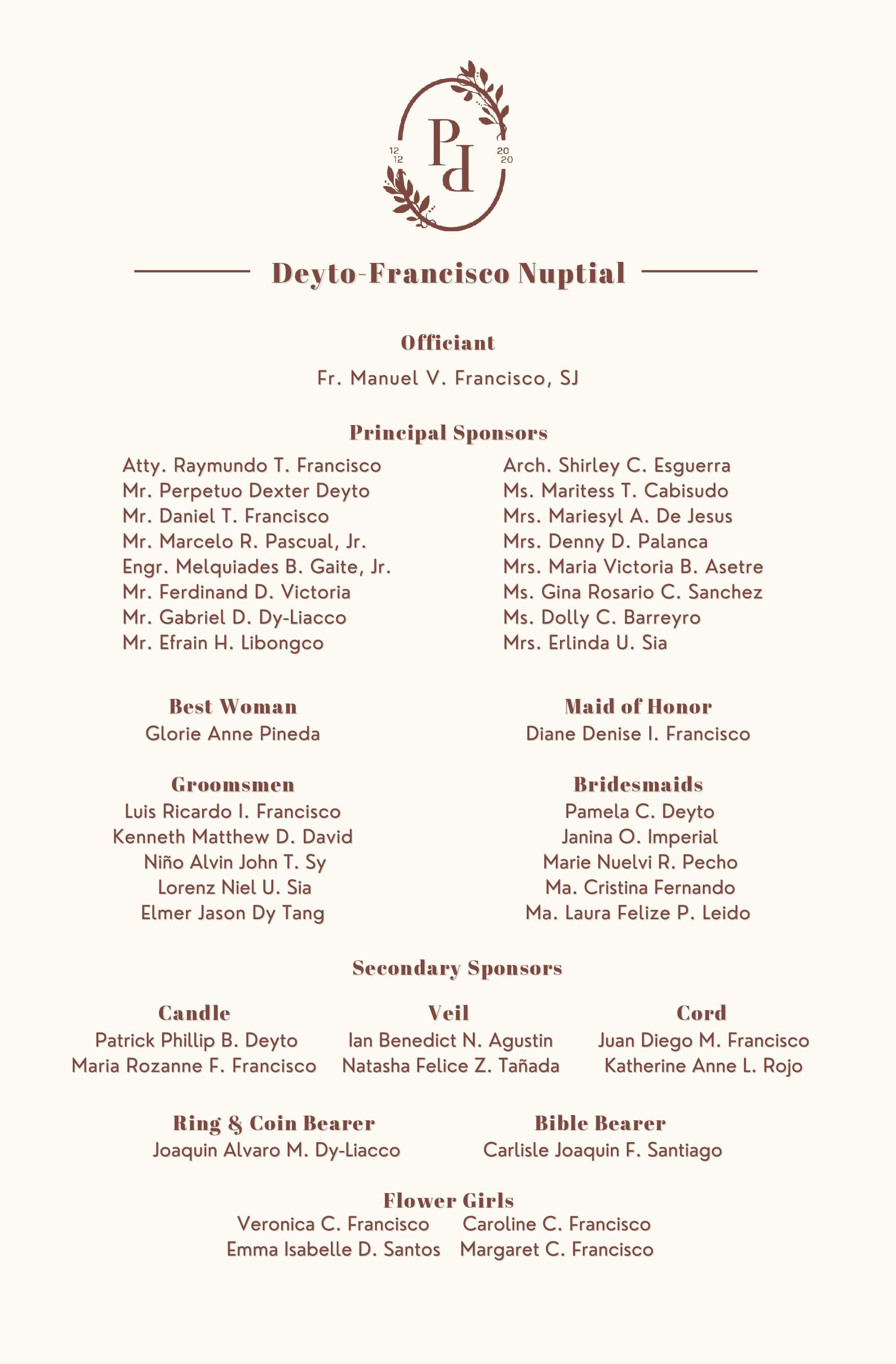 The Wedding Website of Paolo Deyto and Dominique Francisco