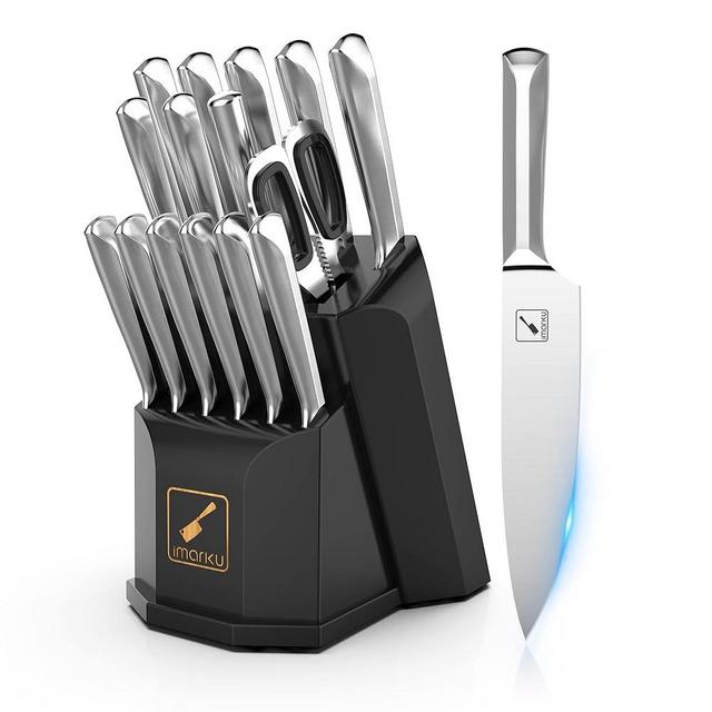 Knife Set, imarku 16 Pcs Kitchen Knife Set with Block, Ultra Sharp Stainless Steel Chef Knife Set, Dishwasher Safe Knife Block Set with One-piece Ergonomic Handle, Christmas Gifts for Women Men