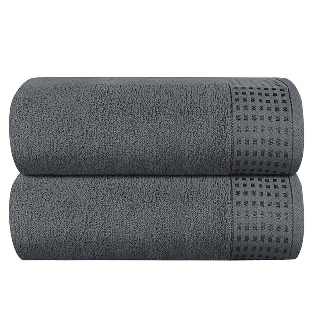 GLAMBURG 100% Cotton Oversized 2 Pack Bath Sheets 35x70, Ultra Soft Highly Absorbant Compact Quickdry & Lightweight Large Bath Sheet Set, Ideal for Gym Travel Camp Pool - Charcoal Grey