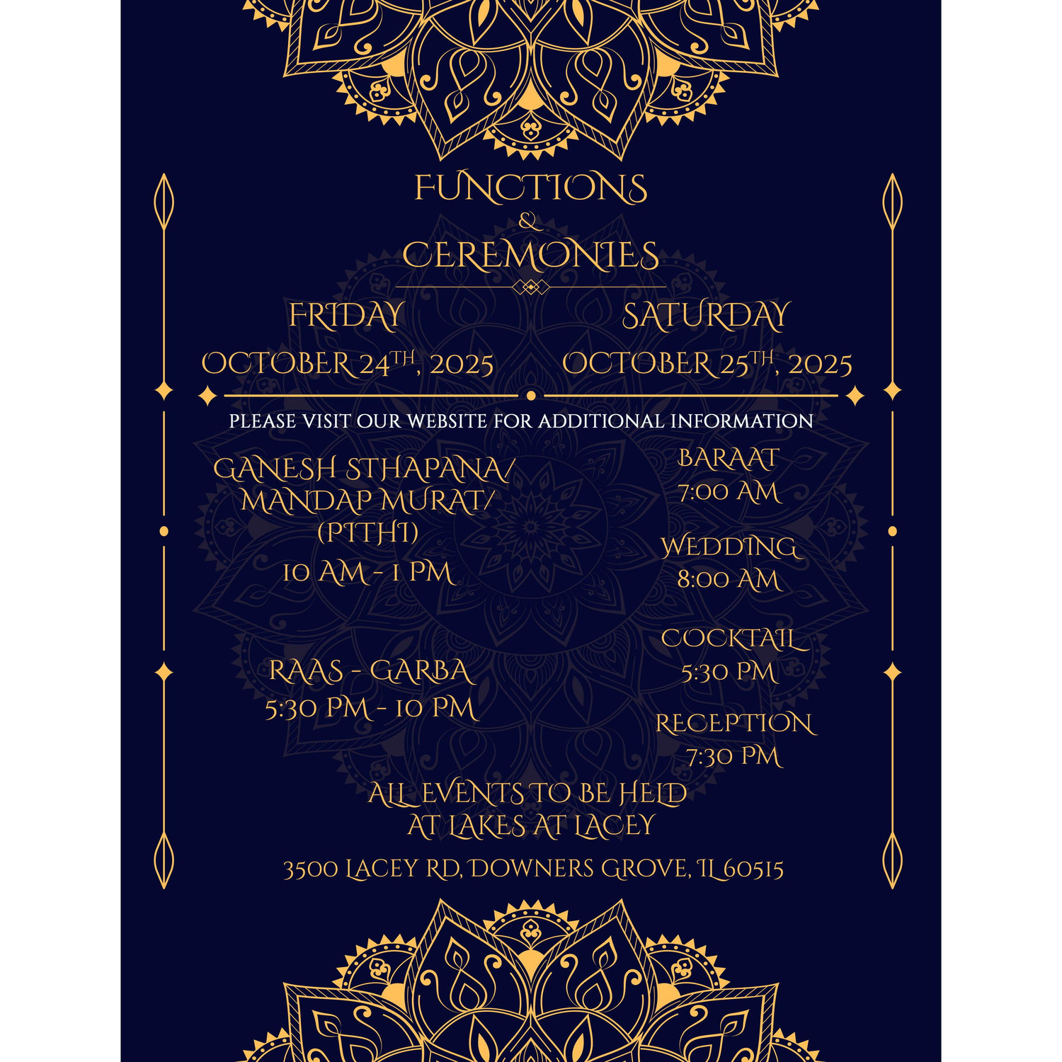 Dates and Times of All Events