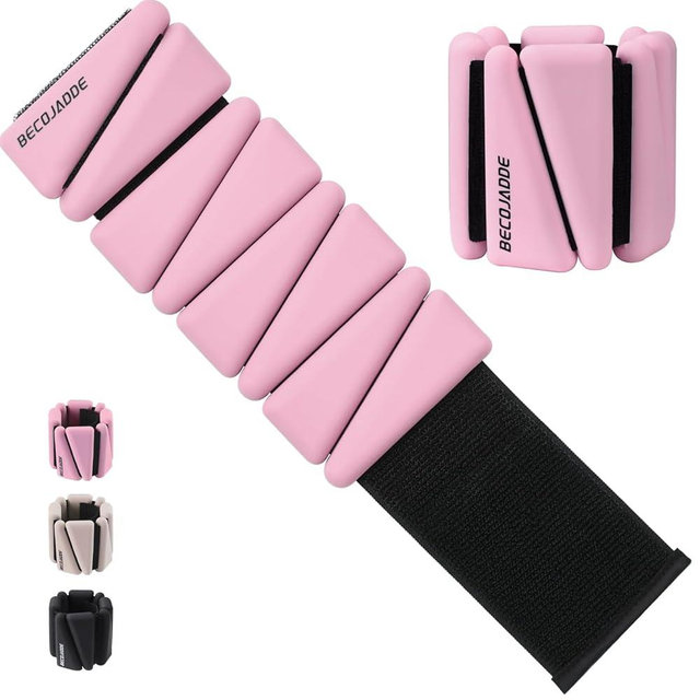 BECOJADDE Wrist Ankle Weights Set of 2(1 lb/2 lbs Each) Adjustable Weights Training Intensity for Strength Training Walking Running Yoga Pilates Jogging for Women Men