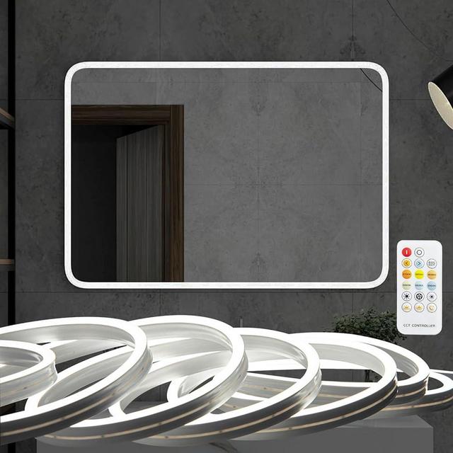 EUGOBRTEN Hollywood Style Vanity Make Up Light, 16.4ft Ultra Bright White and Warm White LED neon Lights, Dimmable Touch Control Lights Strip, for Makeup Vanity Table & Bathroom Mirror, Mirror