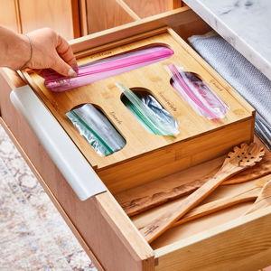Better Homes and Gardens Bamboo Plastic Bag Storage Drawer Organizer, Natural