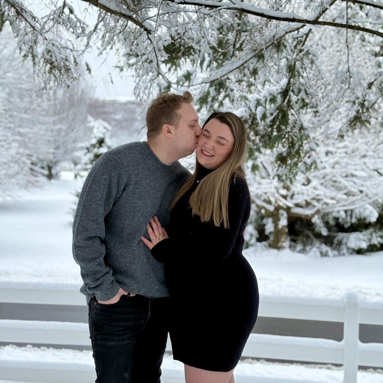 During the first snowfall at our townhouse, we dressed up to take pictures outside for our holiday card.
