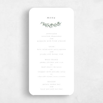White Rounded Wedding Menu - Callahan
