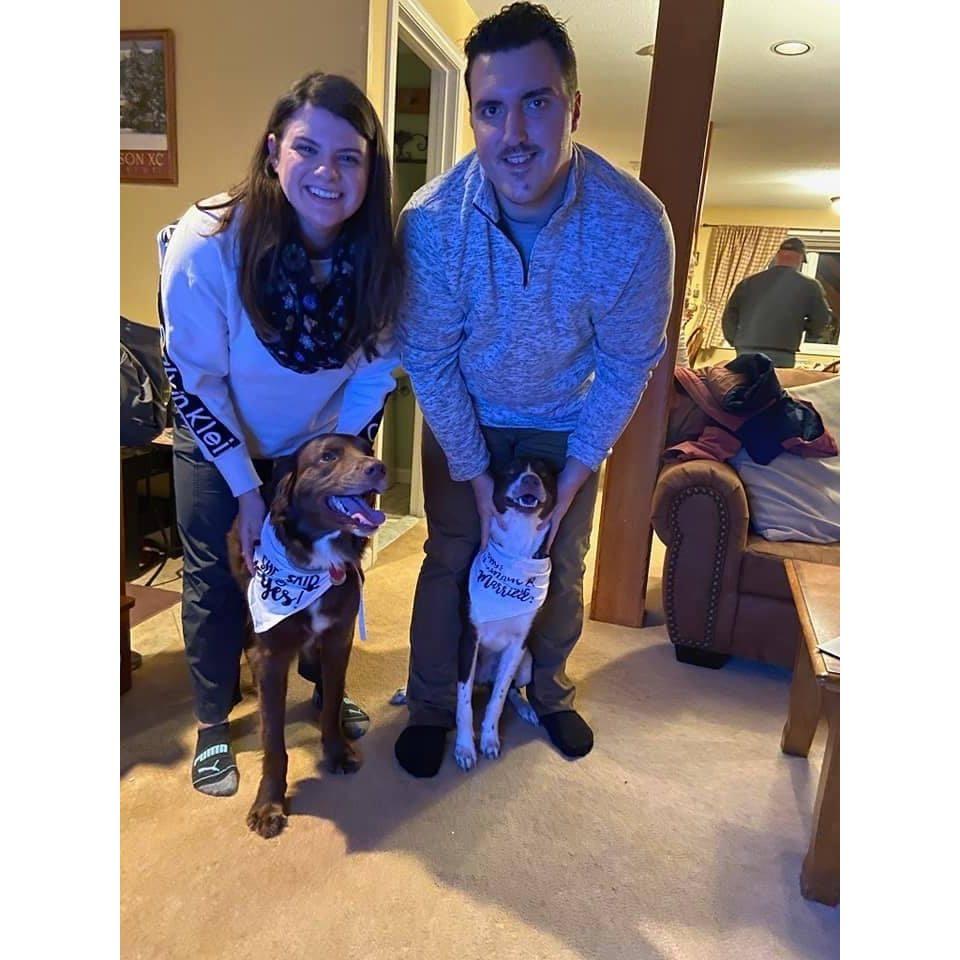 In 2020, John proposed in Jackson, NH. After, there was a small get together of with their immediate family and soon to be officiant!