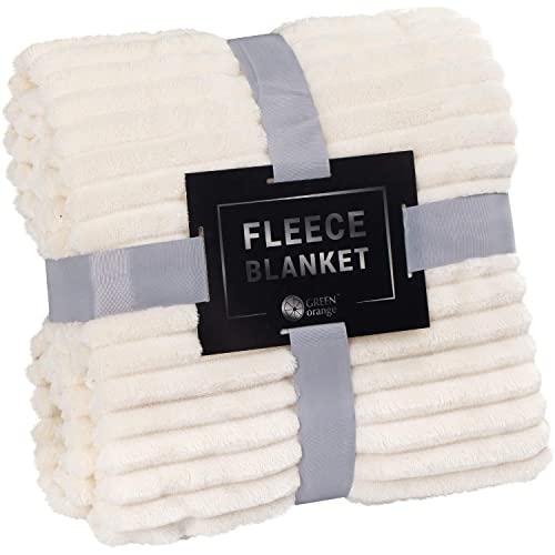 GREEN ORANGE Fleece Blanket King Size – 108x90, Lightweight, Milky White – Soft, Plush, Fluffy, Warm, Cozy – Perfect Throw for Couch, Bed, Sofa