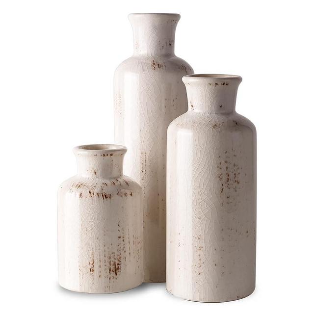 Ceramic Vase Set - 3 Small Vases,KAYLYNN Ceramic Vases for Rustic Home Decor, Living Room Decor, Table Décor, Bookshelf, Mantel Decor, Vases for Centerpieces, Vases for Flowers, Decorative