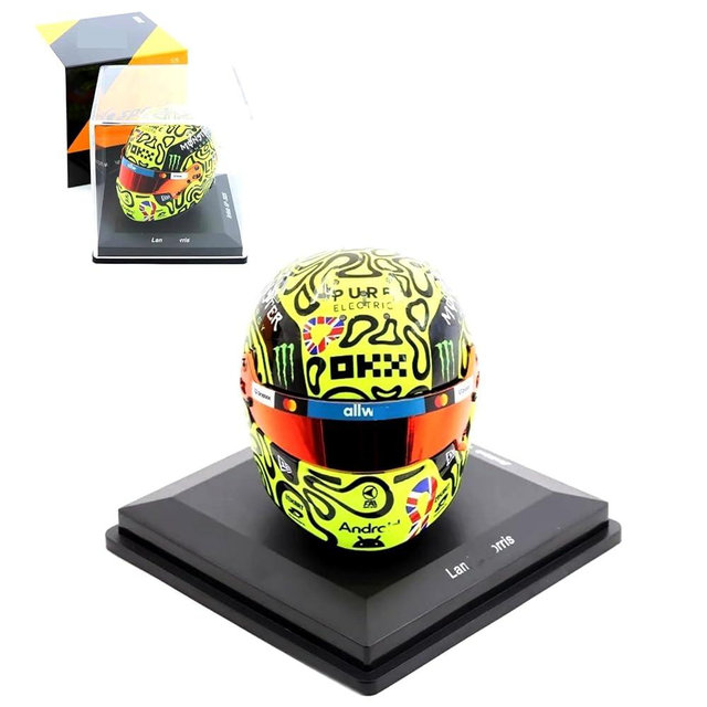 HTLNUZD 2025 1/5 Mcl39#4 Mini Helmet for BritainGP F1 Norris Champion Racing Helmet Model Ornament Customized Gift for Adults