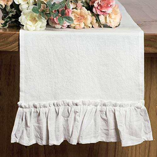 Letjolt White Table Runner Cotton Table Runner Ruffle Easter Sunday Decorations Rustic Fabric Decor Wedding Baby Shower Home Kitchen Birthday Party, White 12x72 Inches