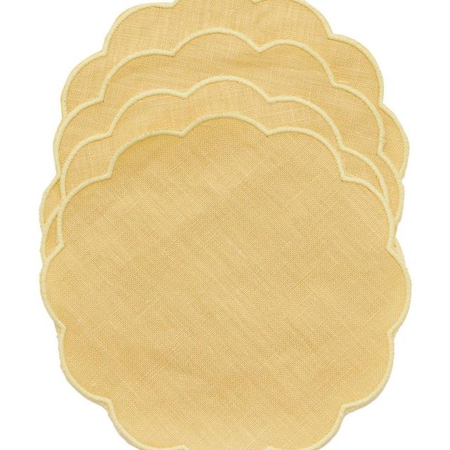 Set-Of-FourScalloped Linen Coasters