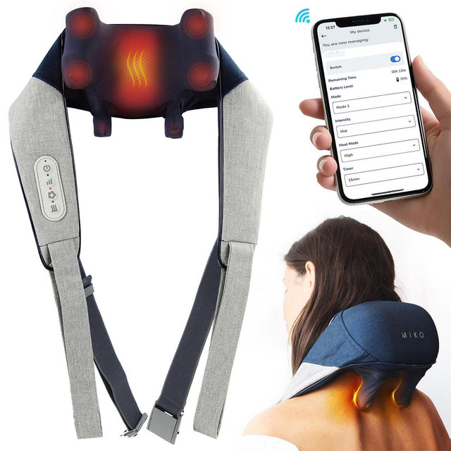 Miko Shiatsu Neck and Back App Controlled Massager Hands Free & Heat