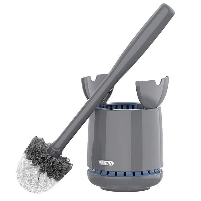 MR.SIGA Premium Toilet Bowl Brush and Holder with Solid Handle and Durable Bristles for Bathroom Cleaning, Gray, 1 Pack