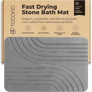 Stone Bath Mat, Diatomaceous Earth Non-Slip Stone Shower Mat - Quick Drying Absorbent Bath Mats for Bathroom - Elegant & Modern Design, Easy to Clean (23.5 x 15)
