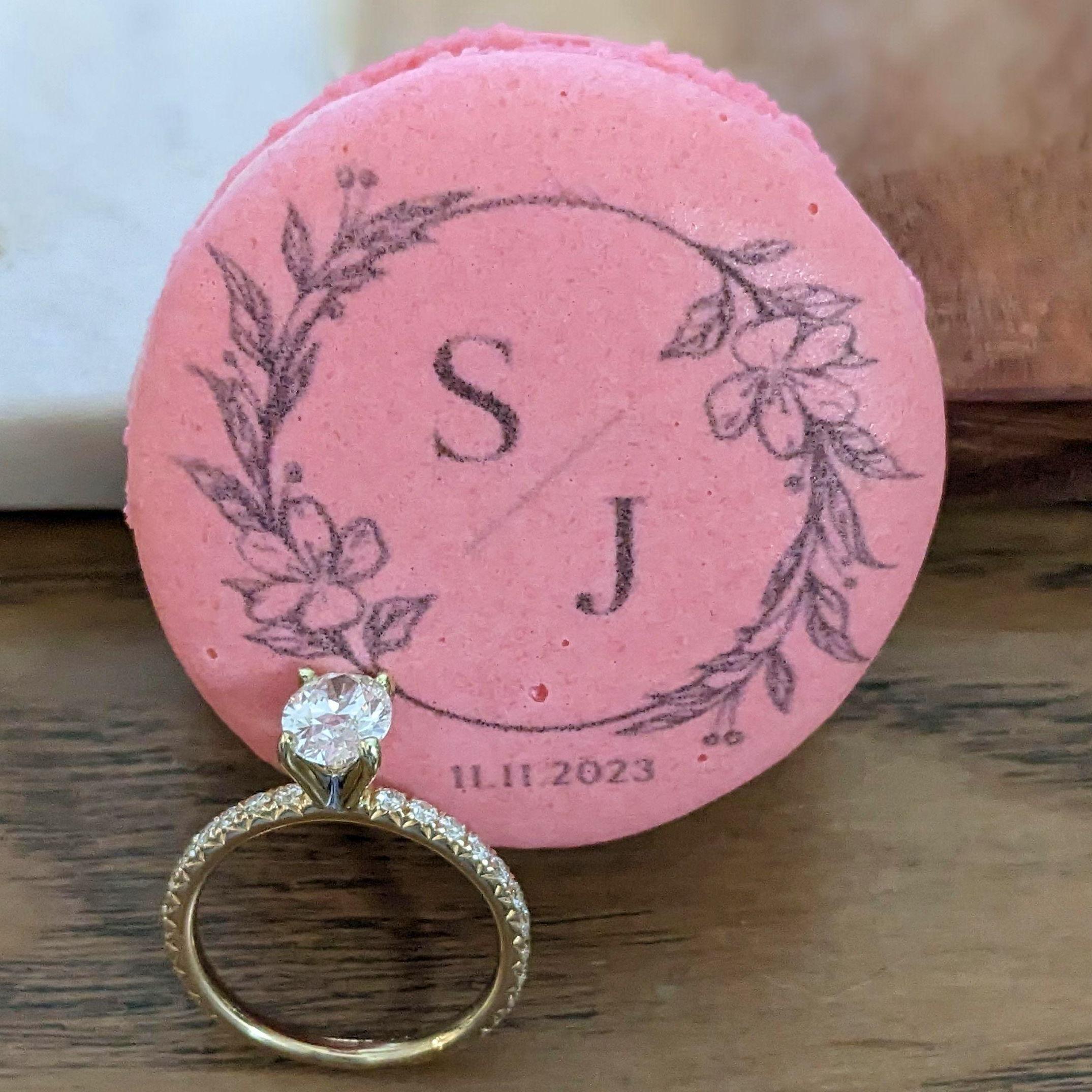 Our friend Dave had these custom macarons made to celebrate our engagement!