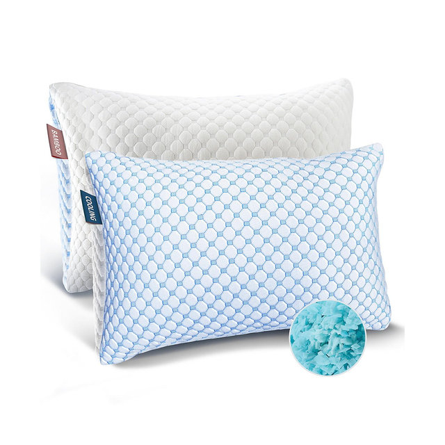 Clara Clark Memory Foam Gel Infused Reversible Cooling 2-Pack Pillow, Standard/Queen