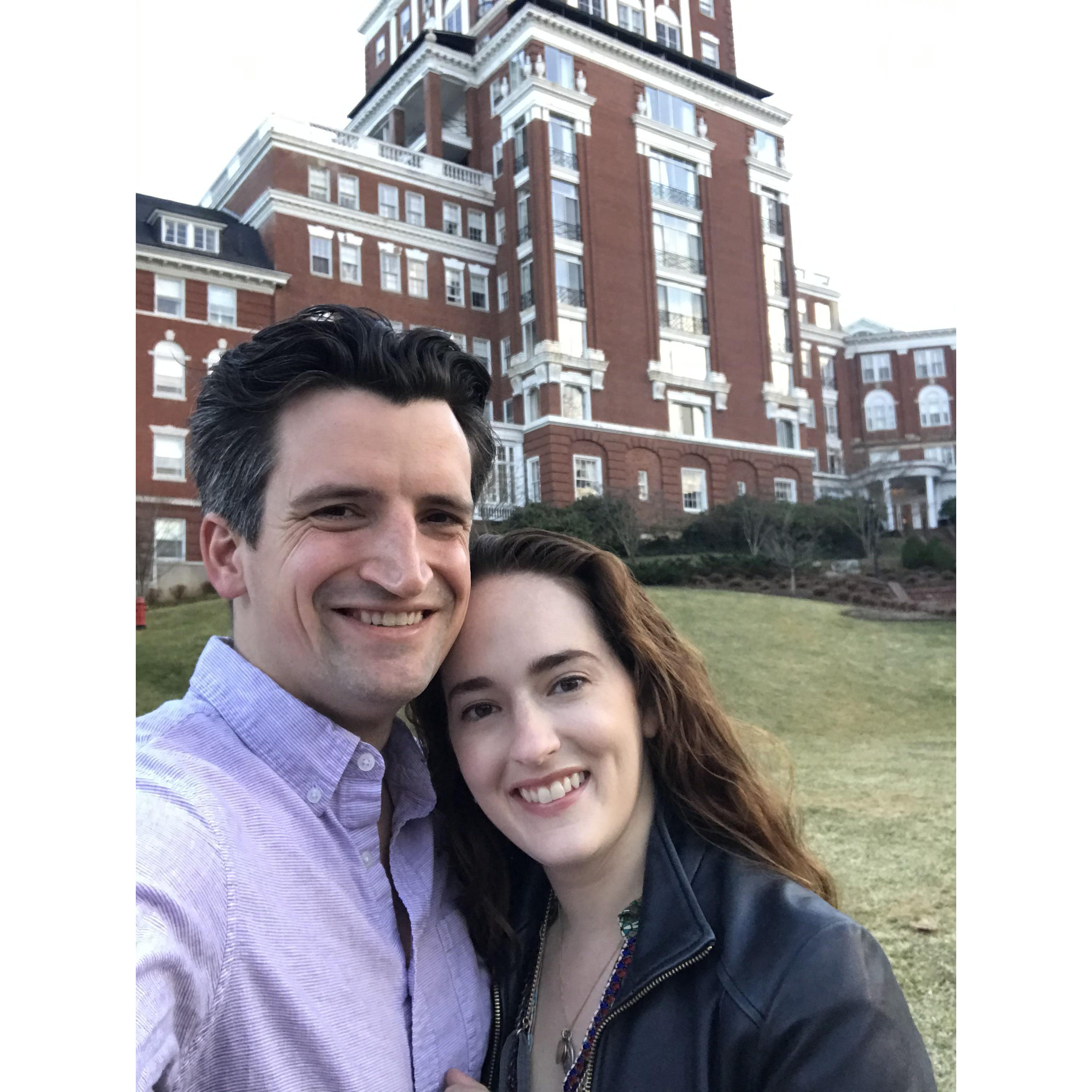 Looking cute in front of a very fancy building.