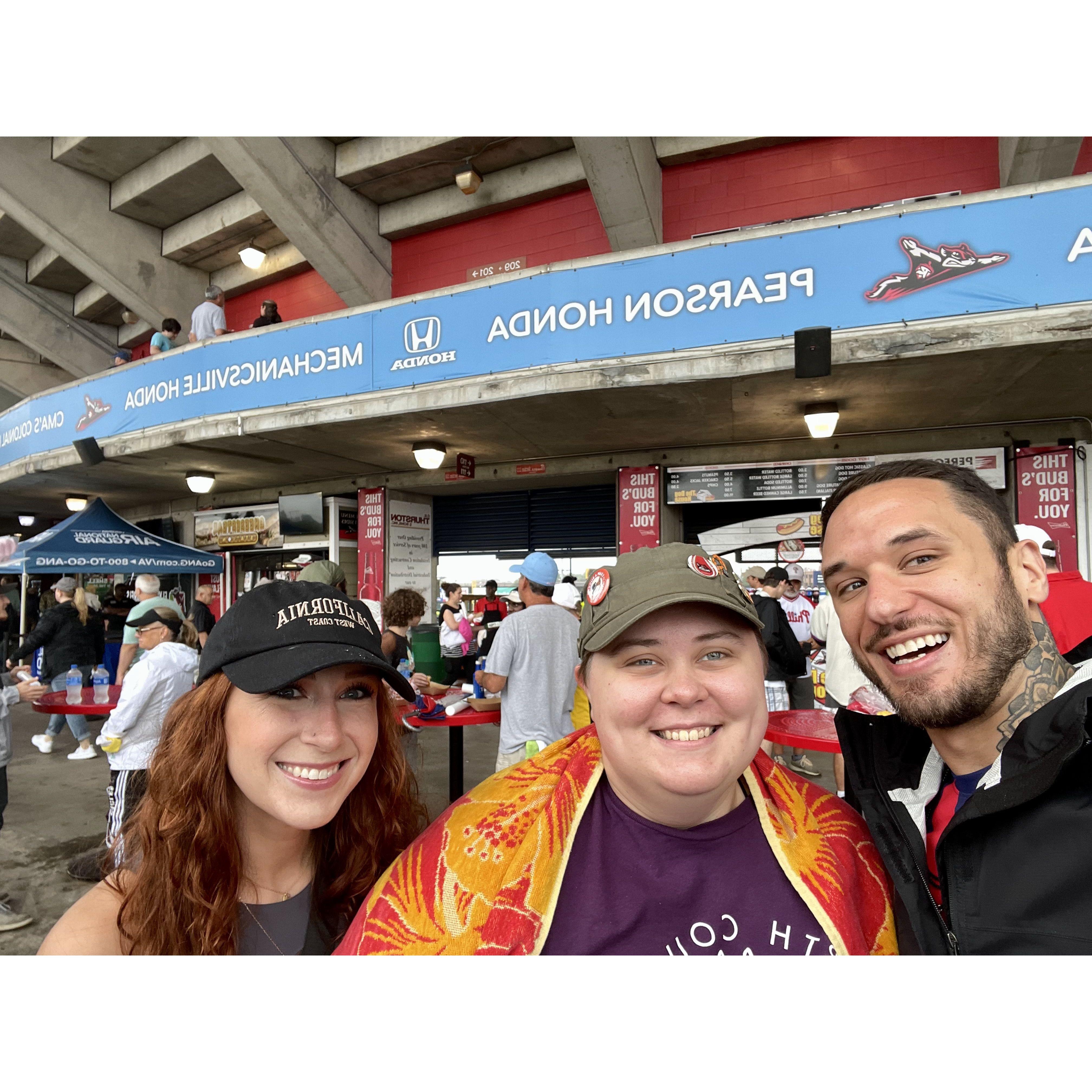 July 2023 - One thing we love about the summer is getting to go to the Richmond Flying Squirrel's games with Ian's sister, Caitlin!