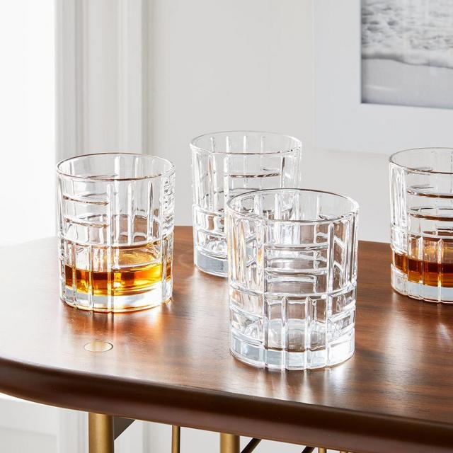 Cut Glass Mosaic Double Old Fashioned, Set of 4