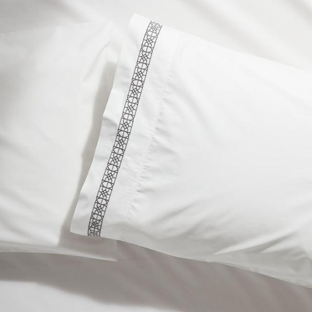 Lior Organic Grey Embroidered King Pillowcases, Set of 2