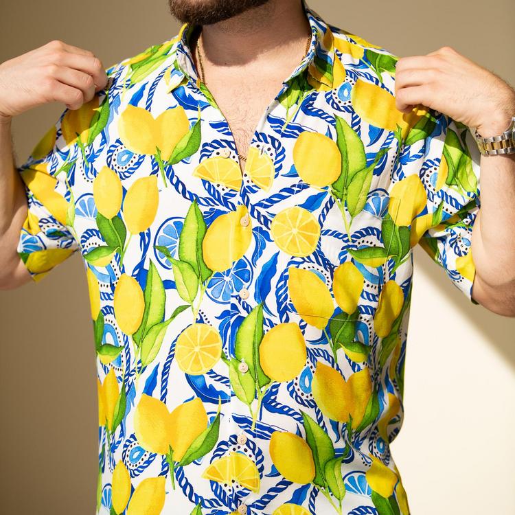 The Bossitano - Short Sleeve Lemon Print Shirt by Kenny Flowers